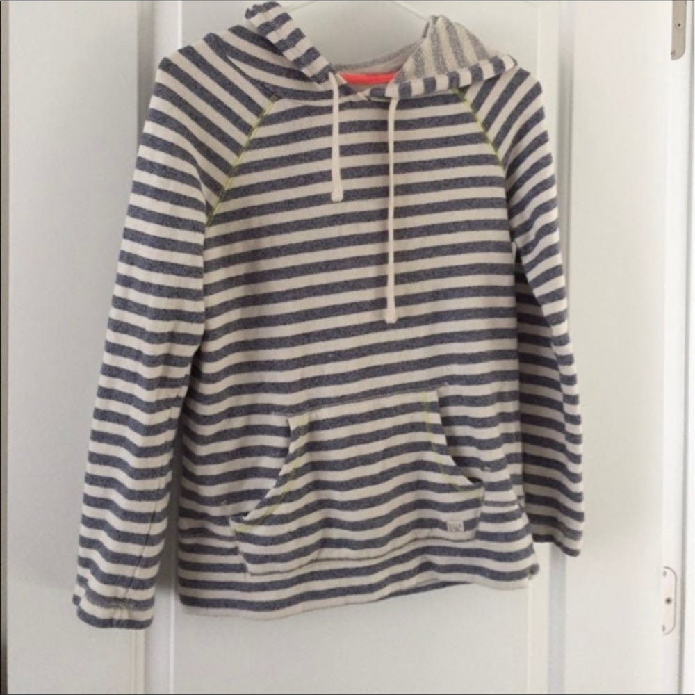 Billabong Navy and Cream Striped Women's Hoodie Sweater